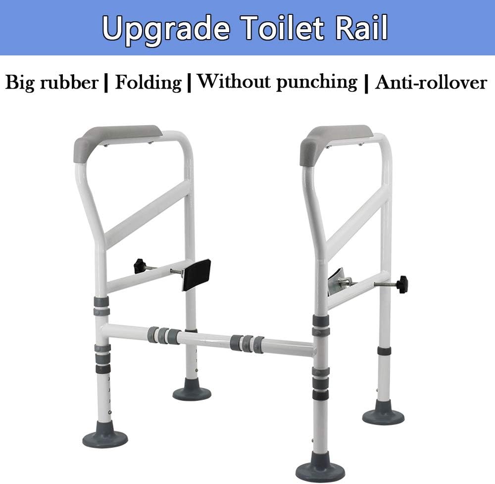 JeKaVis Upgrade Anti-Slip Toilet Safety Rails 330lbs Adjustable Handrail Grab Bar Support Assist for Seniors, Handicap & Disabled, Free-Assembly, Fit Most of Toilets: Health & Personal Care