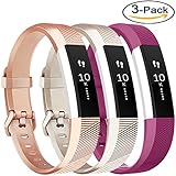 Vancle Bands Replacement for Fitbit Alta HR and Fitbit Alta (3 Pack), Newest Sport Replacement Wristbands with Secure Metal Buckle for Fitbit Alta HR/Fitbit Alta (Champagne Rose-Gold Fuchsia, Large)