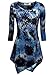 DJT Women's Scoop Neck 3/4 Sleeve Hankerchief Hem Tunic Top Large Tie Dye Blue