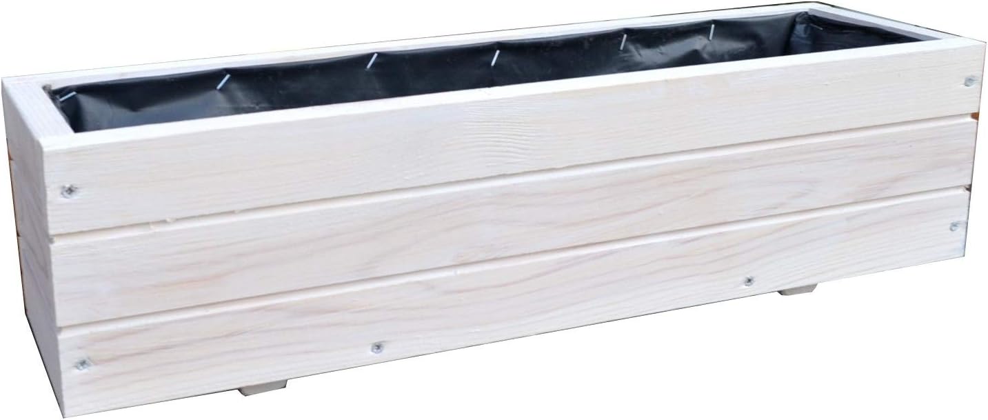 FKL DESIGN Home DecoNEW wooden plant box TOP plant pot garden terrace fully assembled D6 white (length 90cm)