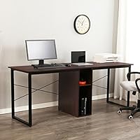sogesfurniture Large Double Workstation 78 Inches Computer Desk Dual Desk Home Office Desk 2-Person Computer Desk Computer desks with Storage,Walnut BHUS-HZ