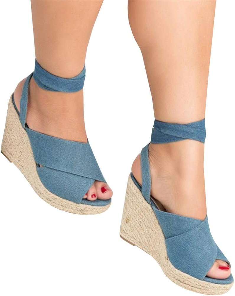 peep toe espadrille wedges with ankle ties