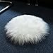 Pomeat 12 Inches Soft Faux Sheepskin Round Shaggy Shag Area Rugs White Fluffy Living Room Carpet Mini Small Size Fit for Photographing Background of Jewellery