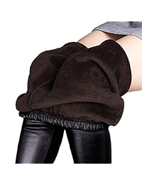 womtop las damaes polainas pantalones invierno cálido terciopelo de piel sintética pantalones elásticos Junior Outwear