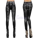 HeroNeo® Women Skull Print Leggings Jeggings Pencil Pants (Black)