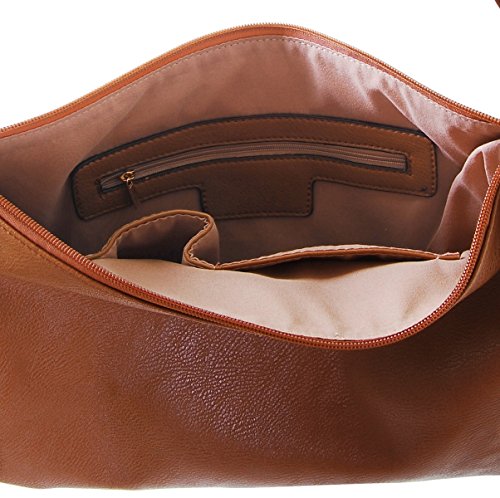 Humble Chic Crossbody Bag - Vegan Leather Satchel Messenger Handbag Shoulder Purse, Saddle Brown, Camel, Tan, Cognac, Walnut - Thumbnail 4