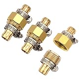 3Sets Brass 5/8" Garden Hose Mender End Repair Male Female Connector with Stainless Clamp