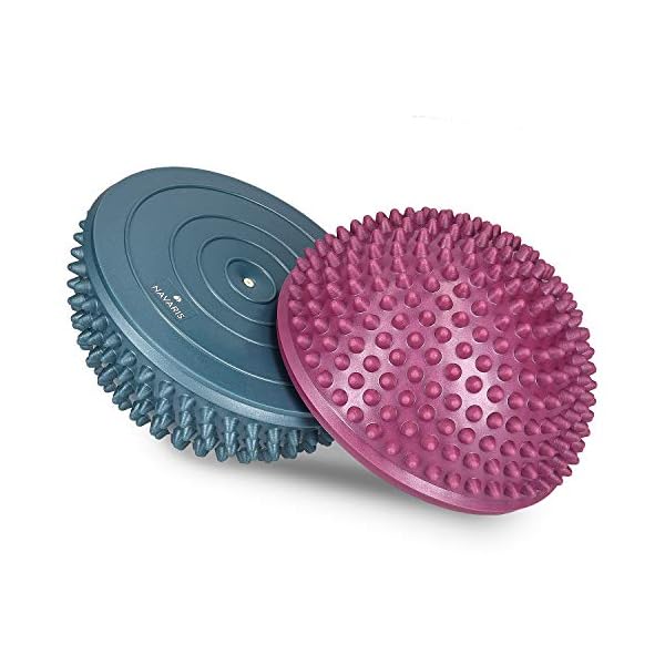 Navaris 2x Hedgehog Balance Pods - Set of 2 Spiky Fitness Domes for Sports, Foot Massage, Stability Training, Balancing…