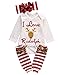 Baby Xmas Clothing Bodysuit Romper +Headband + Leg Warmers Sets (6-12 Months, White)