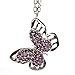 Red Hound Auto Silver Bling Butterfly Mirror Car Charm Hanger Ornament Purple Rhinestones with Chain
