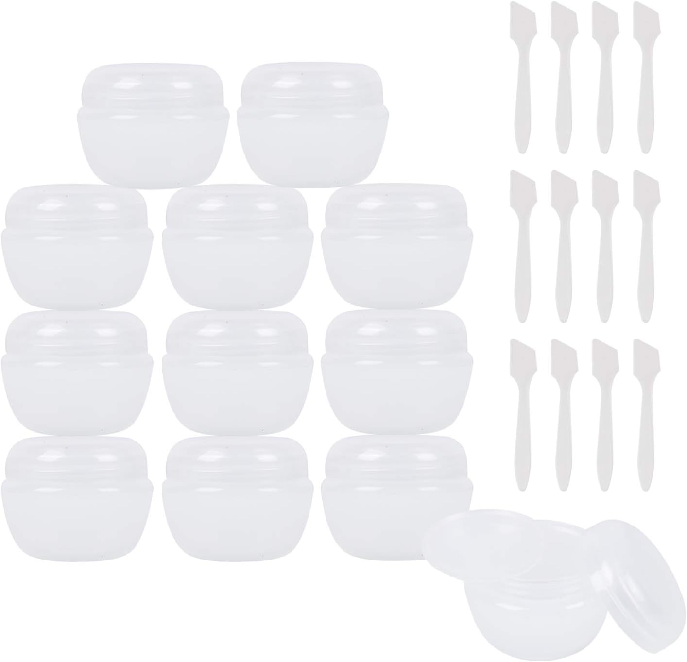 1Oz/30ML Travel Jars Empty Cosmetic Containers with Lids & Inner Liners-Plastic Lotion Container Jars for Scrubs Oils Salves Creams Lotions Makeup Cosmetics Lip Balms (12Pieces, Whtie)
