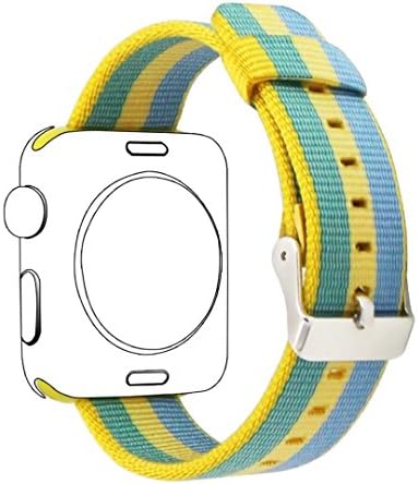 Yichan Woven Nylon Fabric Wrist Strap Replacement Band with Classic Square Stainless Steel Buckle for Apple iWatch Series 1 / 2 / 3,Sport &amp; Edition,38mm,Pollen
