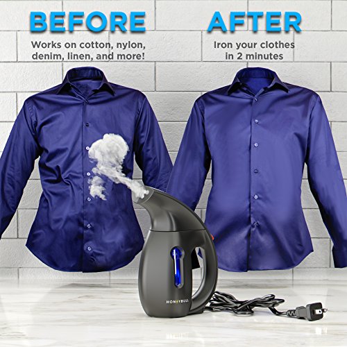 HoneyBull Clothes Steamer | Handheld Steamer [Portable/Travel Ready] Hand-Held Garment Steamer Clothes [180 mL / 6 fl oz Water Capacity] Mini Steamer Garments & Clothing