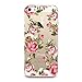 Soft Rubber TPU Case for iPhone 5/5s, CasesByLorraine Red Rose Floral Flower Pattern TPU Soft Rubber Clear Transparent Case for iPhone SE & iPhone 5/5s (E06)