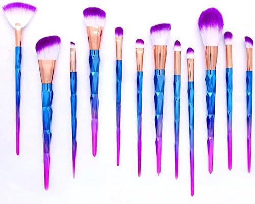YUMUN 12Pcs Diamond Shape Makeup Brushes Set Beauty Cosmetic Eyeshadow Lip Powder Face Tool