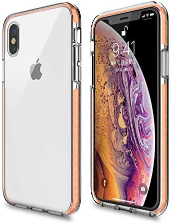 Maxace Case Compatible with iPhone Xs Case, Ultra Thin Transparent Crystal Clear PC Back Cover Rubber TPU Bumper, Shockproof Anti-Scratch Case Compatible with Apple iPhone Xs 5.8 inch - Orange