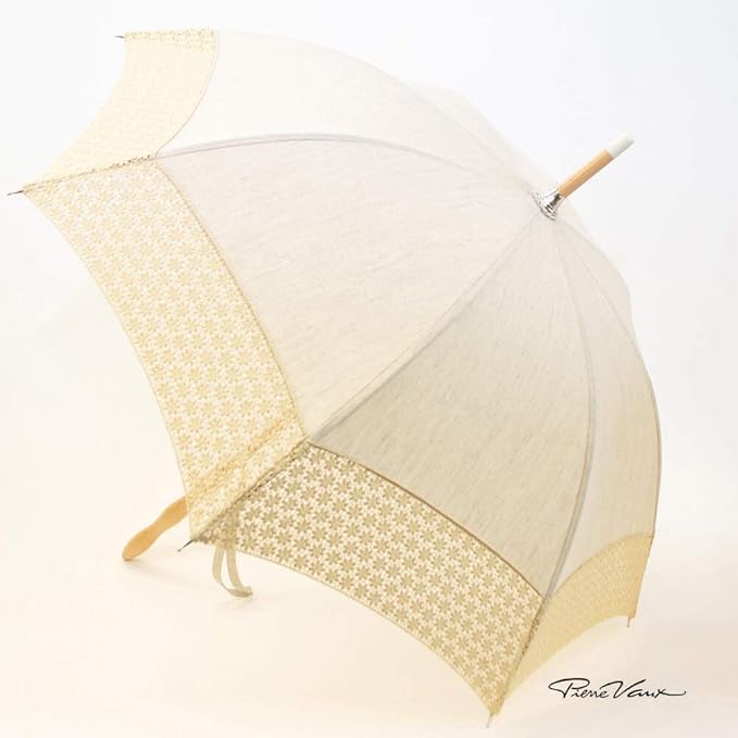 Amazon Co Jp Pierre Vaux ピエールヴォー フラワー刺繍日傘 長傘 Fiorelli No Long リネン アイボリー 6484 フランス製ブランド レディース レース セレブ 服 ファッション小物