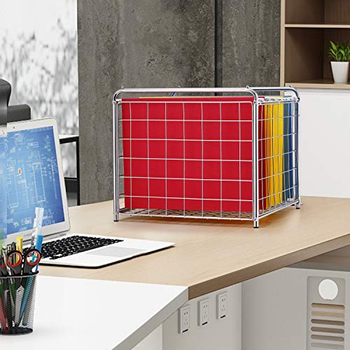 Simple Trending Desk Hanging File Box Storage Bin Organizer - Letter/Legal Office Hanging File Folder Holder, Chrome