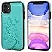 Vaburs Compatible with iPhone 11 Case Wallet with Card Holder, Embossed Butterfly Premium PU Leather Double Magnetic Buttons Flip Shockproof Protective Cover for iPhone 11 6.1 Inch(Green)