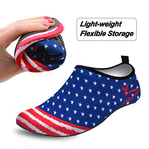 Cevinee trade; Durable Barefoot Slip-on Water Skin shoes, Anti-slip Aqua Socks, Breathable Beach Swim Surf Yoga Outdoor Soft Aquatic Shoes - US Flag XXXL