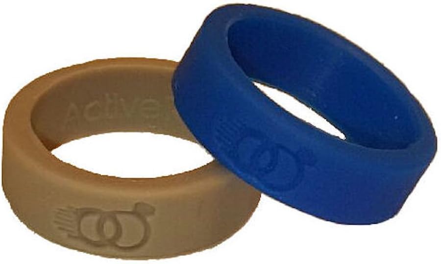 Active Rings - 2 Replacement Wedding Rings for your active lifestyle. Never lose or damage your real wedding ring. Wear an Active Ring! (stone gray and cobalt blue, 7)