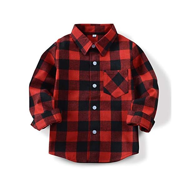 Toddler Big Boys Girls Mens Womens Plaid Flannel Long Sleeve T-Shirt Family Matching Tops