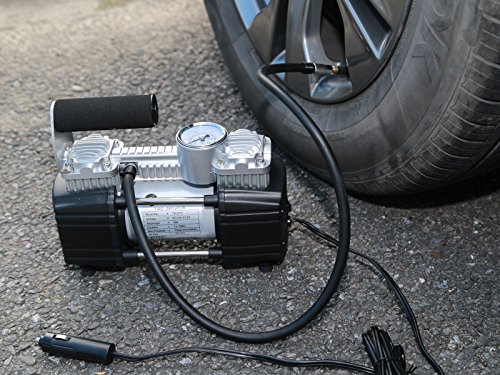 TIREWELL 12V Tire Inflator-Heavy Duty Double Cylinders Direct Drive Metal Pump 150PSI, Compressor with Battery Clamp and 5M Extension Air Hose, SUVs/Trucks/Vans/RVs TIREWELL 12V Tire Inflator-Heavy Duty Double Cylinders Direct Drive Metal Pump 150PSI, Compressor with Battery Clamp and 5M Extension Air Hose, SUVs/Trucks/Vans/RVs