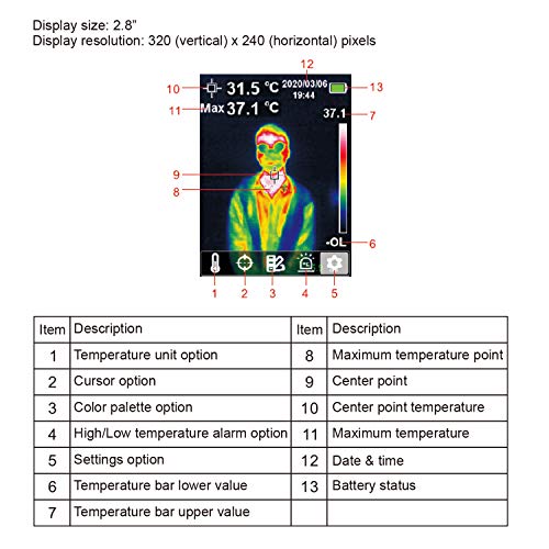 Fesjoy Professionelle Wärmebildkamera Infrarot-Wärmebildkamera 30 ℃ ~ 45 ℃ (86 ℉ ~ 113 ℉) TIC Handheld-Infrarotkamera… – Bild 3