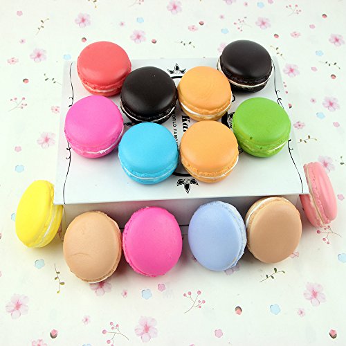 ToiM Simulated Crafts Fake Food High Simulated Dessert Great Imitation Artificial Dummy French Macaroon Fake Macaron (12-pack) (8 cm)