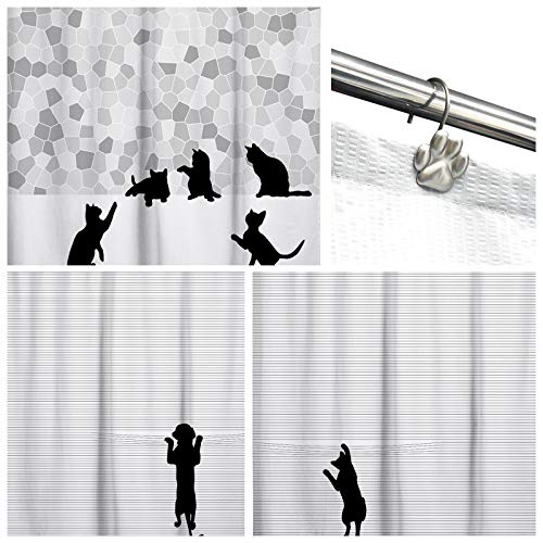 image for Sunlit Fashion Design Cute Paw Print Polished Shower Curtain Hooks for