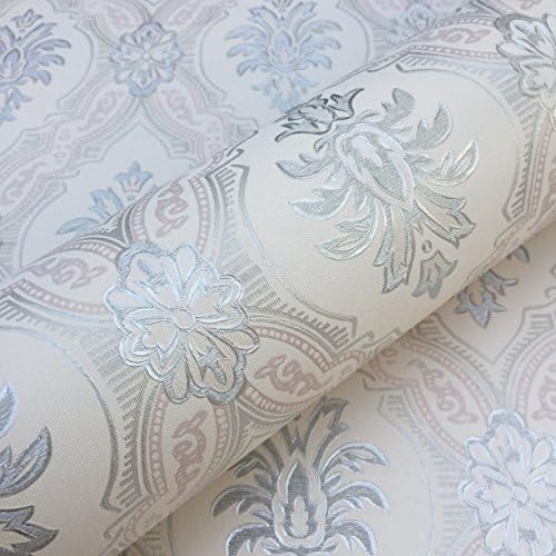 Peel and Stick Damask embossed 3D wallpaper Decor 20.5" by 393" (Silver Gray)