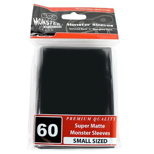 Sleeves - Monster Protector Sleeves - Smaller Size Flat Matte - Black (Fits Yugioh and Other Smaller Sized Gaming Cards)
