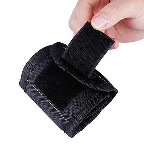 Magnetic Wristband - CrazyLynX Extended Pick-Up Tool with 5 Powerful Strong Magnets for Holding Screws, Nails, Bolts, Drill Bits, Fasteners, More Other Small Tools for Handymen/Carpenters (black)