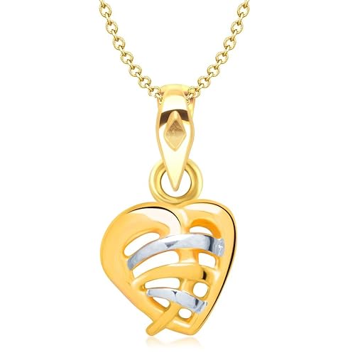 Vina Jewels Valentine Splendid Heart Shape Gold and Rhodium plated Pendant - P1187G [VKP1187G]