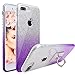 iPhone 7 Plus Case, ZUBA [Sparkling Shine Series] Ultra Slim Glitter Bling Crystal Shock Absorbent Hybrid Case Cover for Apple iPhone 7 Plus with 1 Ring Holder [Silver / Purple]