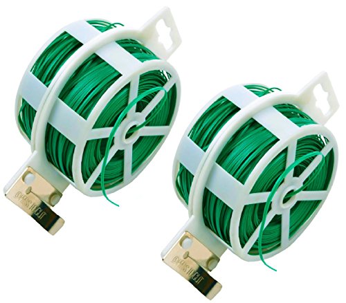 NKTM Twist Tie with Cutter Garden Training 328 Feet Heavy Duty Green Coated Plant (2 Pack)