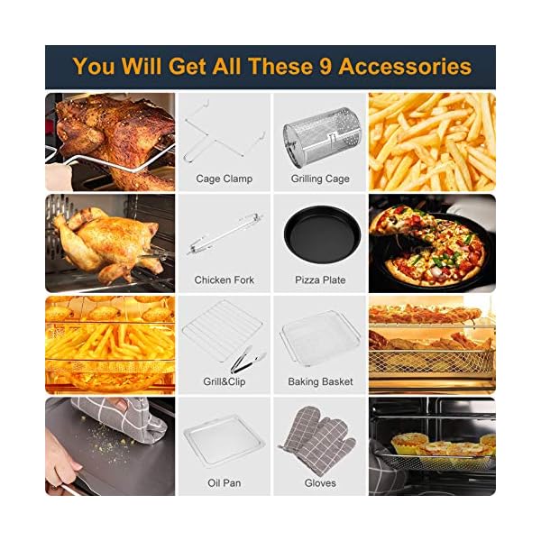 Fynllur-Air-Fryer-146L-1700W-XL-Oil-Free-Toaster-Oven-16-in-1-Oilless-Cooker-with-LED-Digital-Touchscreen-Countertop-Oven-Rotisserie-Dehydrator-Defrost-Auto-Shutoff-with-9-Accessories-and-Recipes Fynllur Air Fryer 14.6L 1700W XL Oil Free Toaster Oven 16-in-1 Oilless Cooker with LED Digital Touchscreen Countertop…