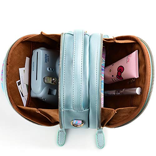 Katia Zipper Universal Camera Case Compatible for Polaroid Fujifilm Instax Mini 7s 8 9 25 26 30 70 90 Wide 300 Liplay SQ6 Instant Film Camera, HP Sprocket Portable Photo Printer - Peacock