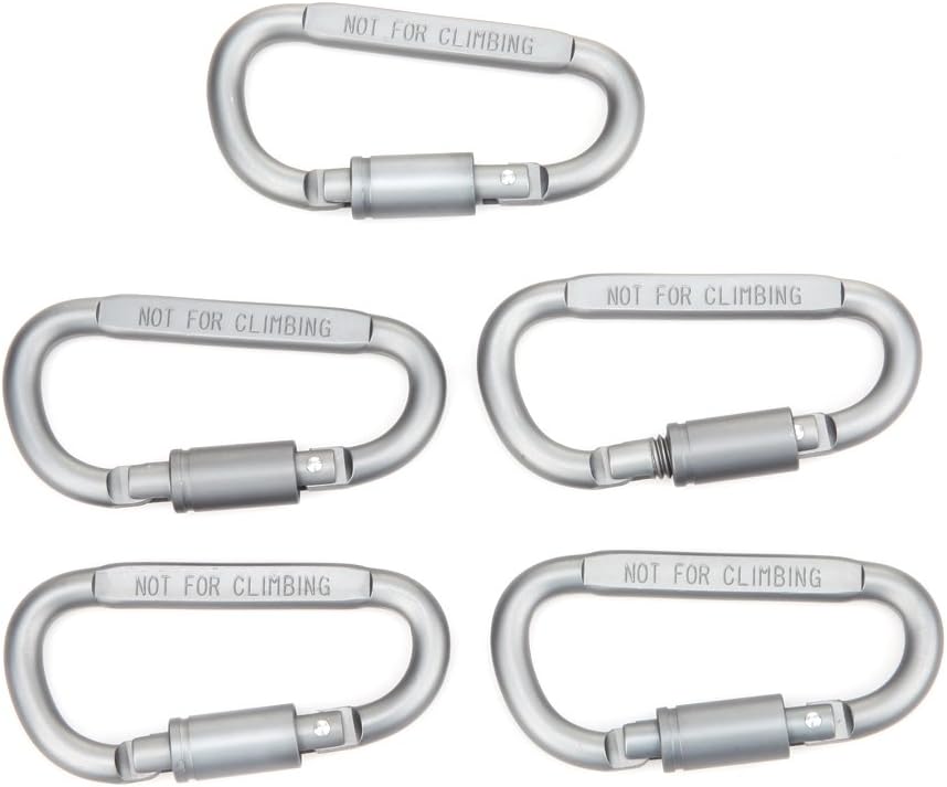 Tikta 5 pcs Aluminum D-Ring Locking Carabiner Light Alloy Carabiner Screw Lock Hook Clip Key Ring Outdoor Camping Climbing