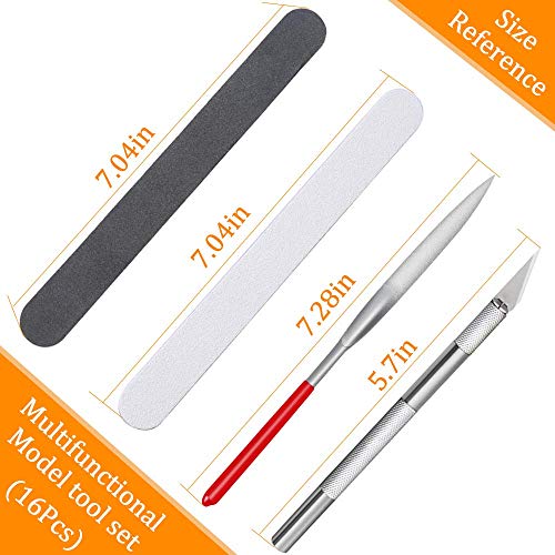 E.Durable Gundam Model Tools Kit Professional 16Pcs Modeler Basic Tools Craft Set with Plastic Tool Case Hobby Building Tools Kit Perfect for Gundam Car Model Building Repairing and Fixing
