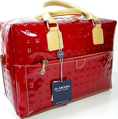 Arcadia Satchel Purse Bag Tote Genuine Italian Patent Leather Red Natural: Handbags: 0