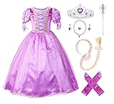 JerrisApparel New Princess Rapunzel Party Dress Costume (4T, Purple with Accessories)