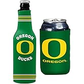 College Team Color Logo Can & Bottle Holder Drink Coozie Insulator Beverage Cooler Set (Oregon Green Crest/Logo (Ducks))