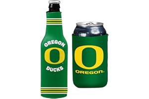 KOLDER College Team Color Logo Can & Bottle Holder Drink Coozie Insulator Beverage Cooler Set (Oregon Green Crest/Logo (Ducks))