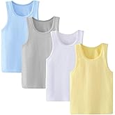 Ayshie Toddler Tank Tops for Boys Cotton Undershirts for Little Kids 4-Pack Comfort Sleeveless T-Shirts Size 2-8 Years (4-5 Years, Style1)