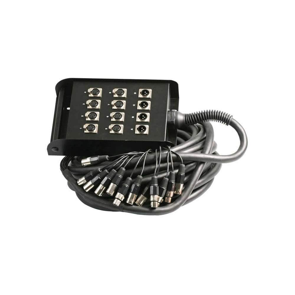 PULSE 12-Way XLR Multicore Stage Box (8 Sends / 4 Returns) – 30m Touring-Grade Audio Snake, Steel Stage Box, Balanced Audio – PLS00323