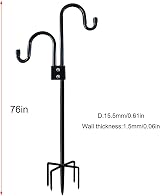 hifrom 76 Inch Adjustable Outdoor Shepherd Hook with 5 Prong Base view 2