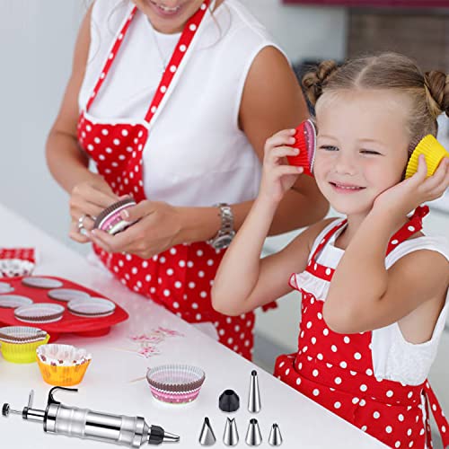 Suuker Icing Decoration Gun Set,Stainless Steel Dessert Decorator Cake Decorating Tool with 6