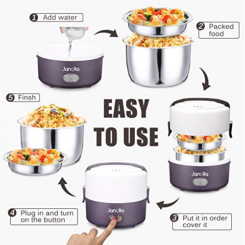 Janolia Electric Food Heater, Portable Electric Lunch Box, 1.3L/44oz
