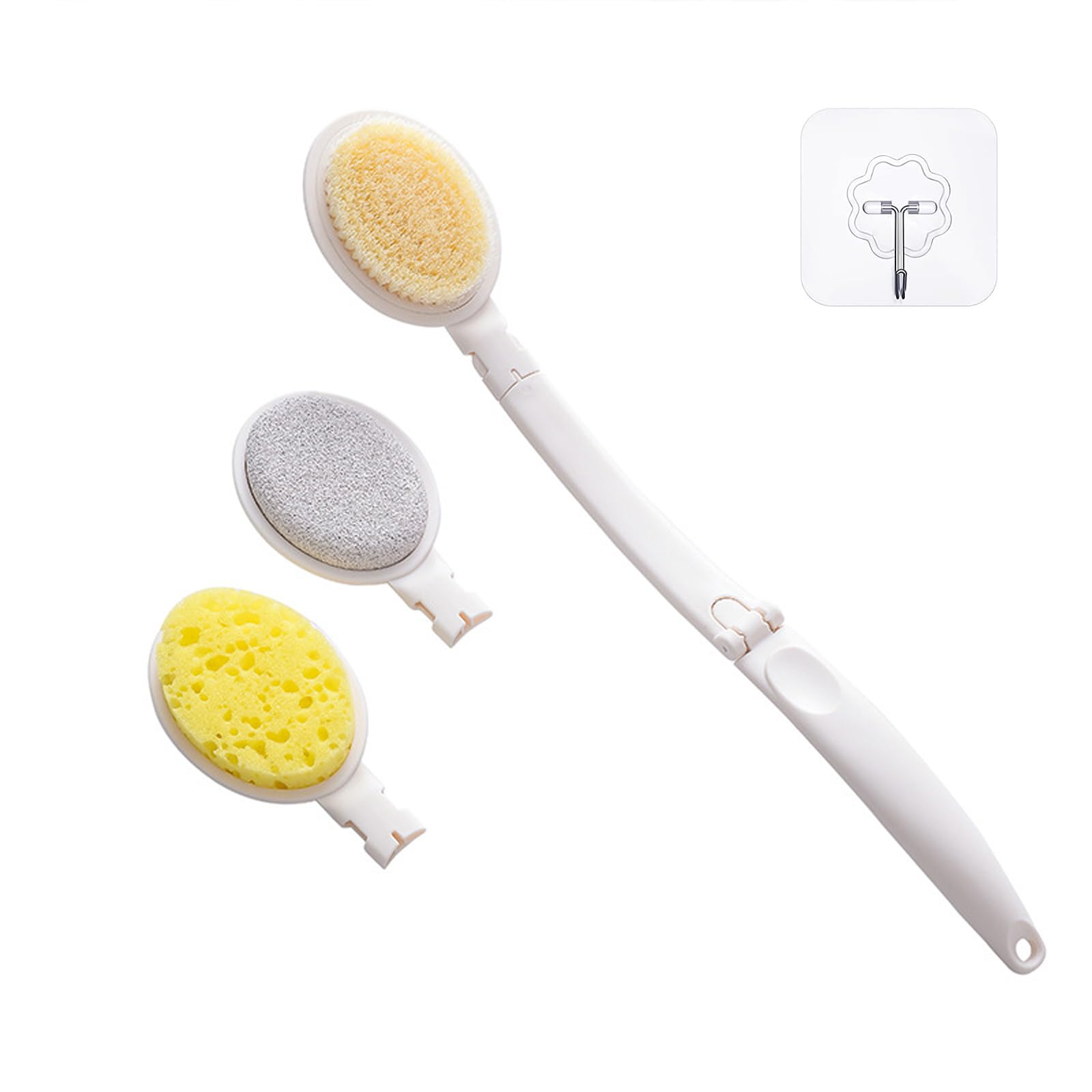 FUZVOL Long Handled Sponge Back Scrubber for Shower,Body Back Bath Brush,Exfoliating Body Scrubber Body Cream Applicator,Dry&Wet Brushing Body Brush